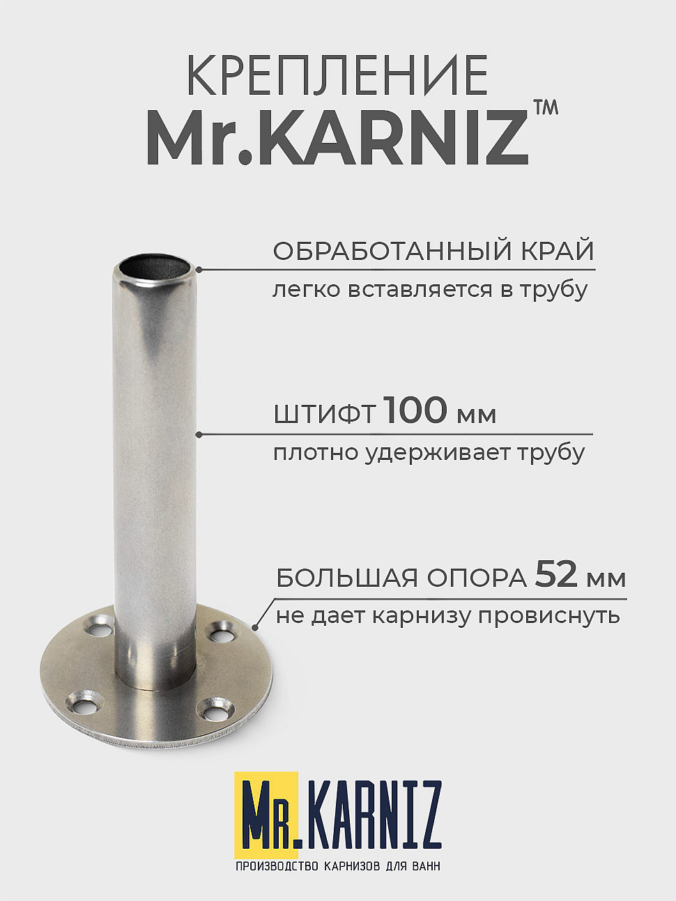 Карниз для душа Угловой Г образный 70х70 Усиленный 20 мм фото 5
