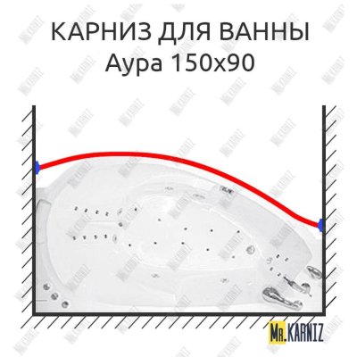 Карниз для ванны Цвет и стиль Аура Передний борт 150х90 Усиленный 20 мм MrKARNIZ